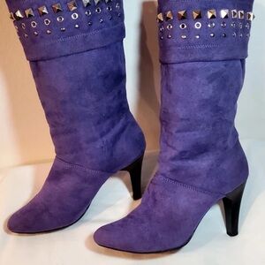 metrostyle Purple Studded Heeled Boots